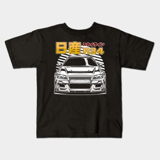 Skyline GTR R34 (White Print) Kids T-Shirt